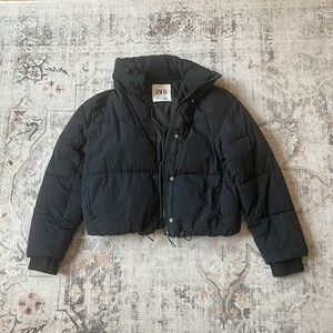 Zara - Black Puffer Jacket - Small